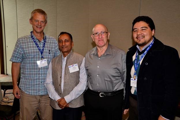From left: Drew Baughman (Committee on International Relations in Statistics chair), Vikash R. Satyal (2019 Educational Ambassador from Nepal), Ron Wasserstein (ASA Executive Director), and Carlos A. Diaz-Tufinio (2019 Educational Ambassador from Mexico) at the ASA Board of Directors lunch during JSM 2019
