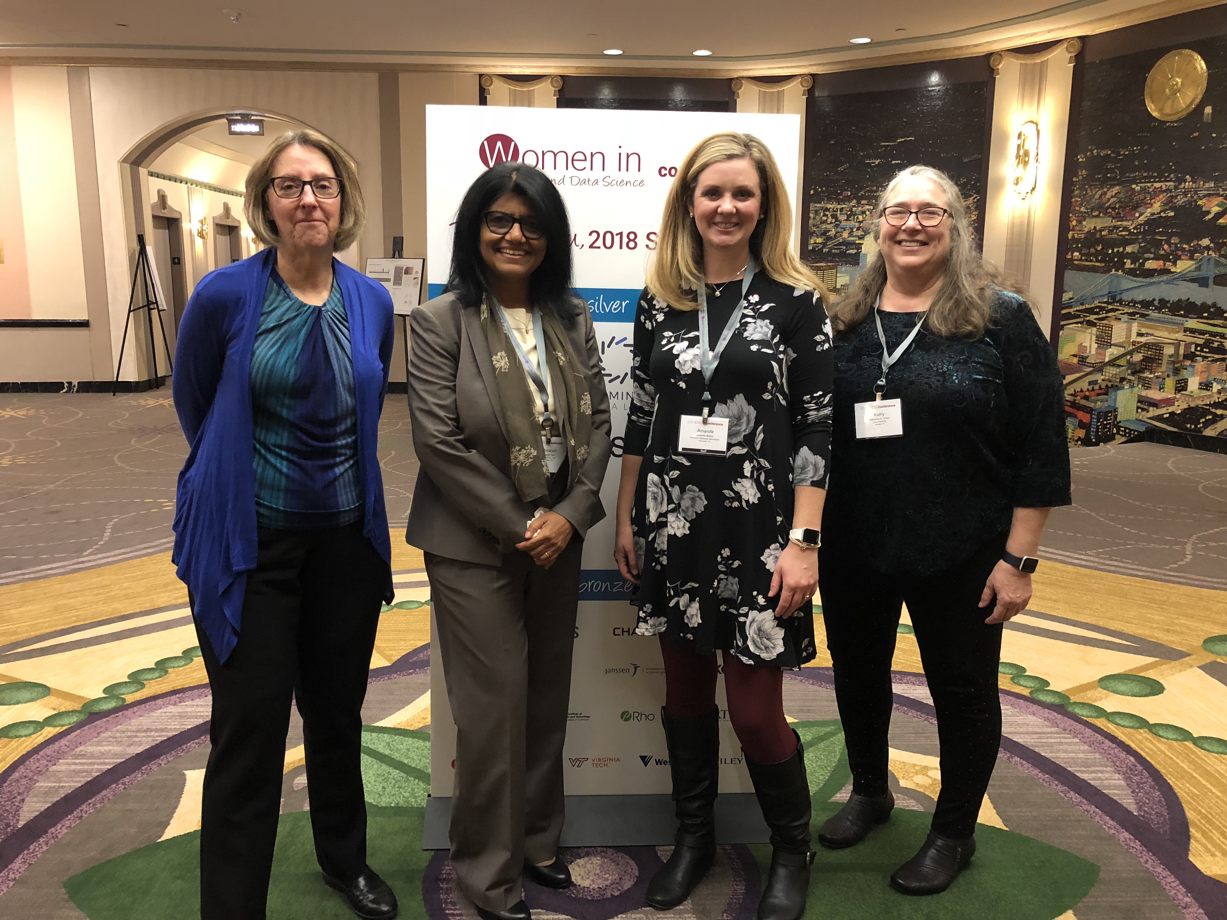 Eileen King, Amarjot Kaur, Amanda Malloy, and Kathy Ensor on ASA Giving Day, October 19, during the Women in Statistics and Data Science Conference in Cincinnati, Ohio 